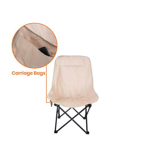 Foldable Camping Chair with Oxford Fabric | Comfortable & Lightweight Chair for Outdoor, Garden & Picnic Use (Khaki, Medium)