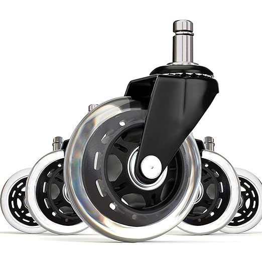 3-Inch PU Rubber Office Chair Wheels – Universal Fit, Set of 5