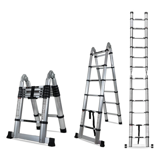 Portable and Compact 12.5 ft A-Type Aluminium Telescopic Ladder with 12 Steps
