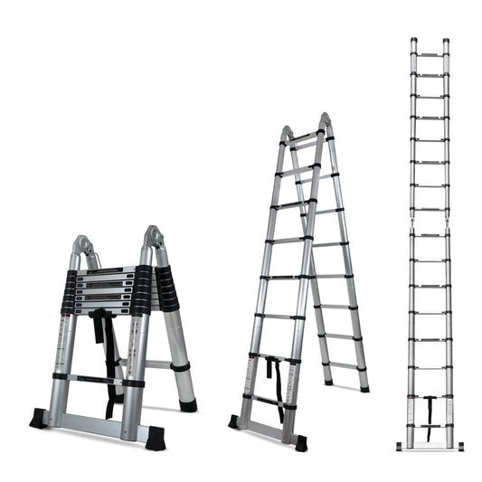Portable and Compact 16.5 feet A-Type Aluminium Telescopic Ladder with 16 Steps