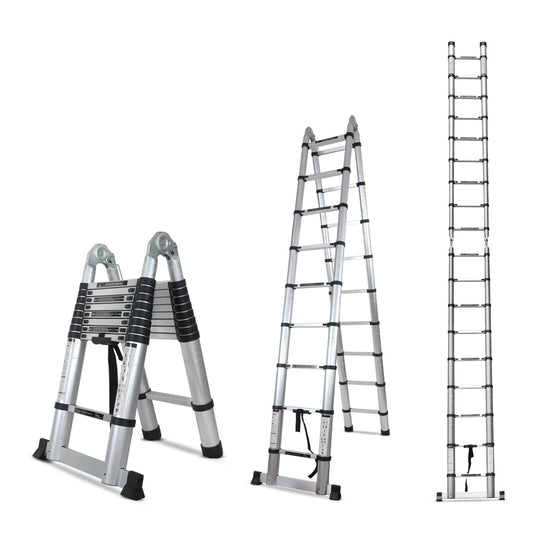 Portable and Compact 19 ft A-Type Aluminium Telescopic Ladder with 18 Steps