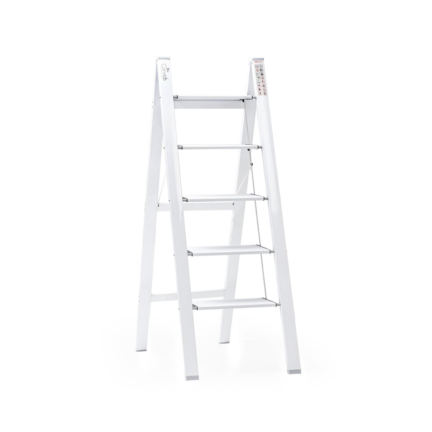 5-Steps Premium Folding Step Stool with 2-Year Warranty (White)