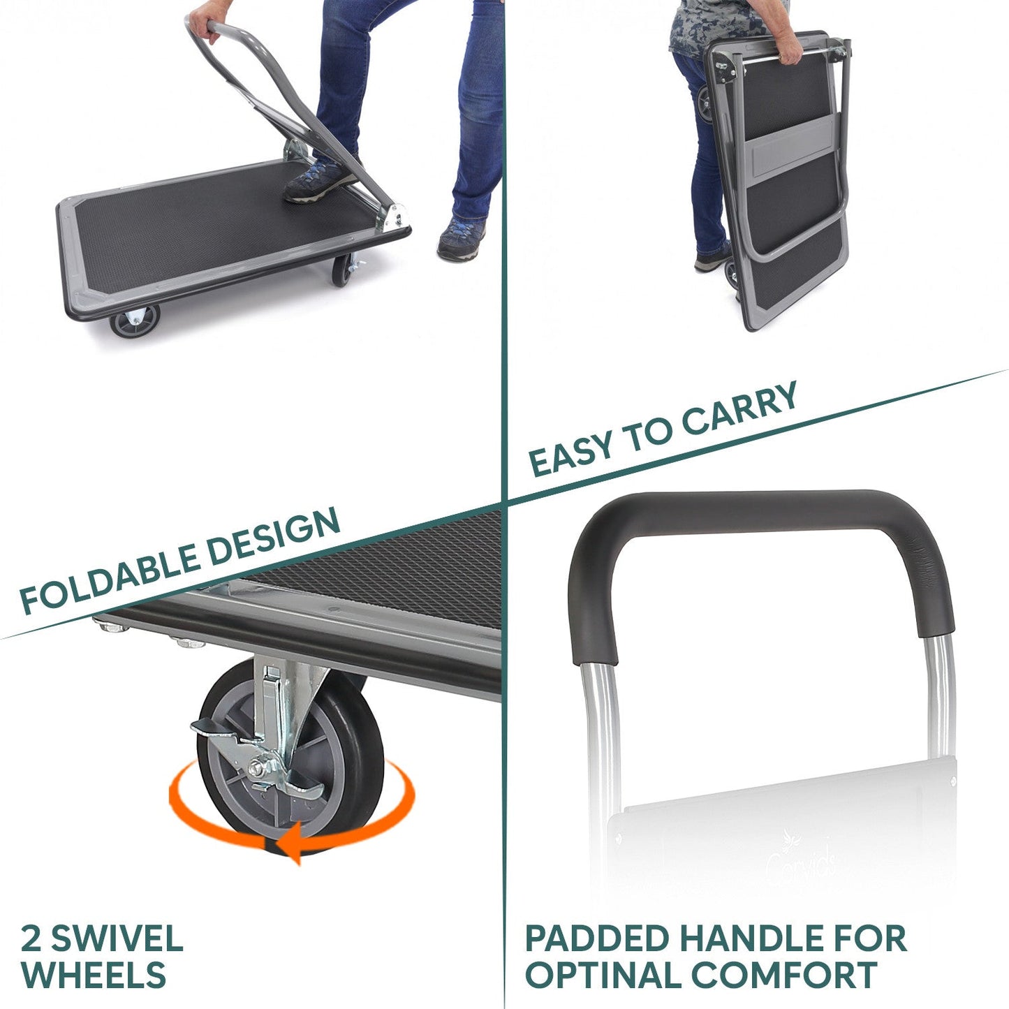 300 Kg Portable Folding Metal Hand Platform Trolley for Material Handling