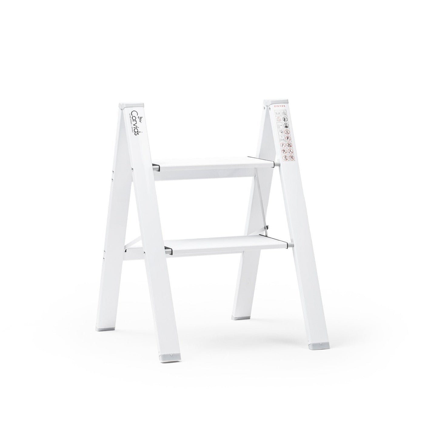 2-Steps Premium Folding Step Stool with 2-Year Warranty (White)