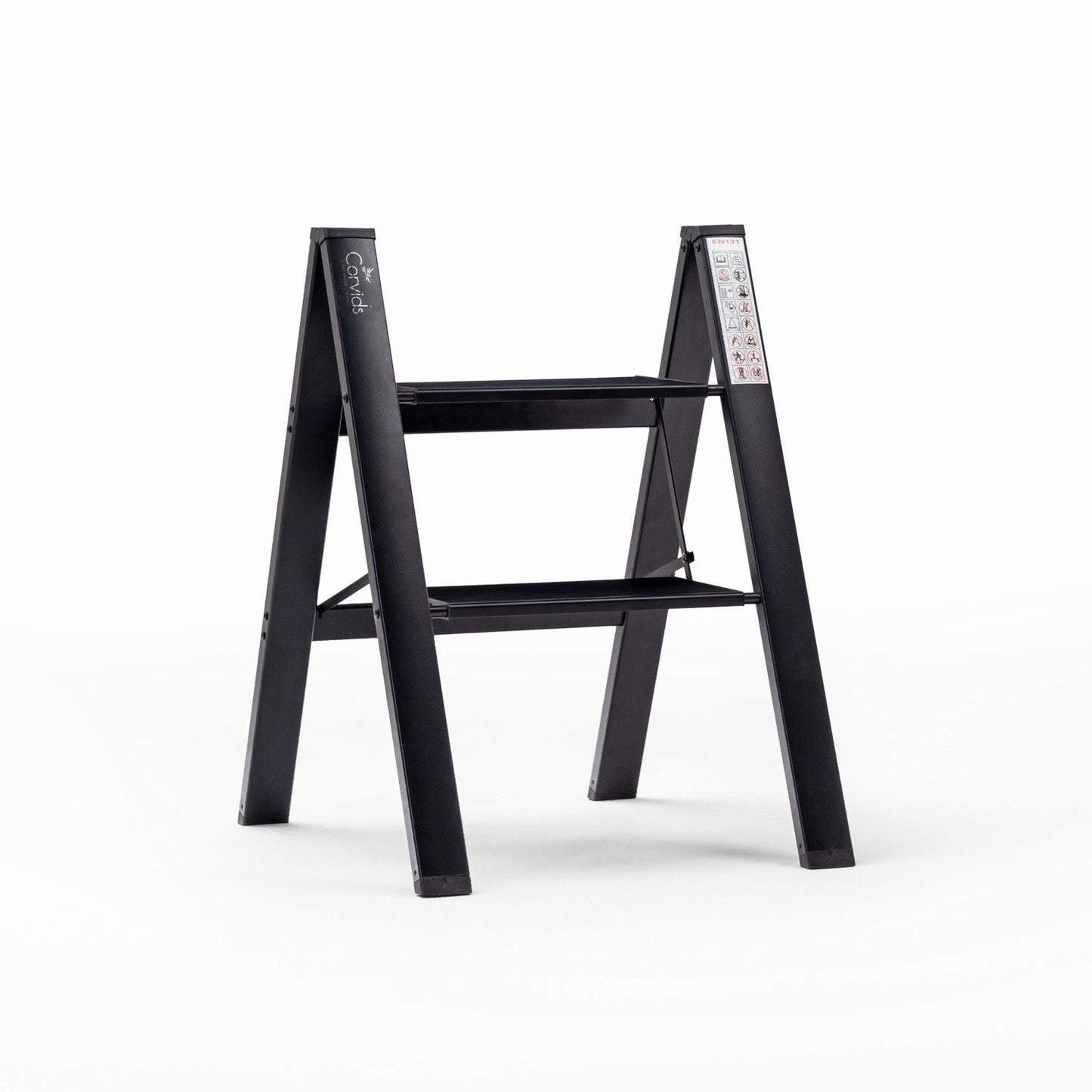 2-Steps Premium Folding Step Stool with 2-Year Warranty (Black)