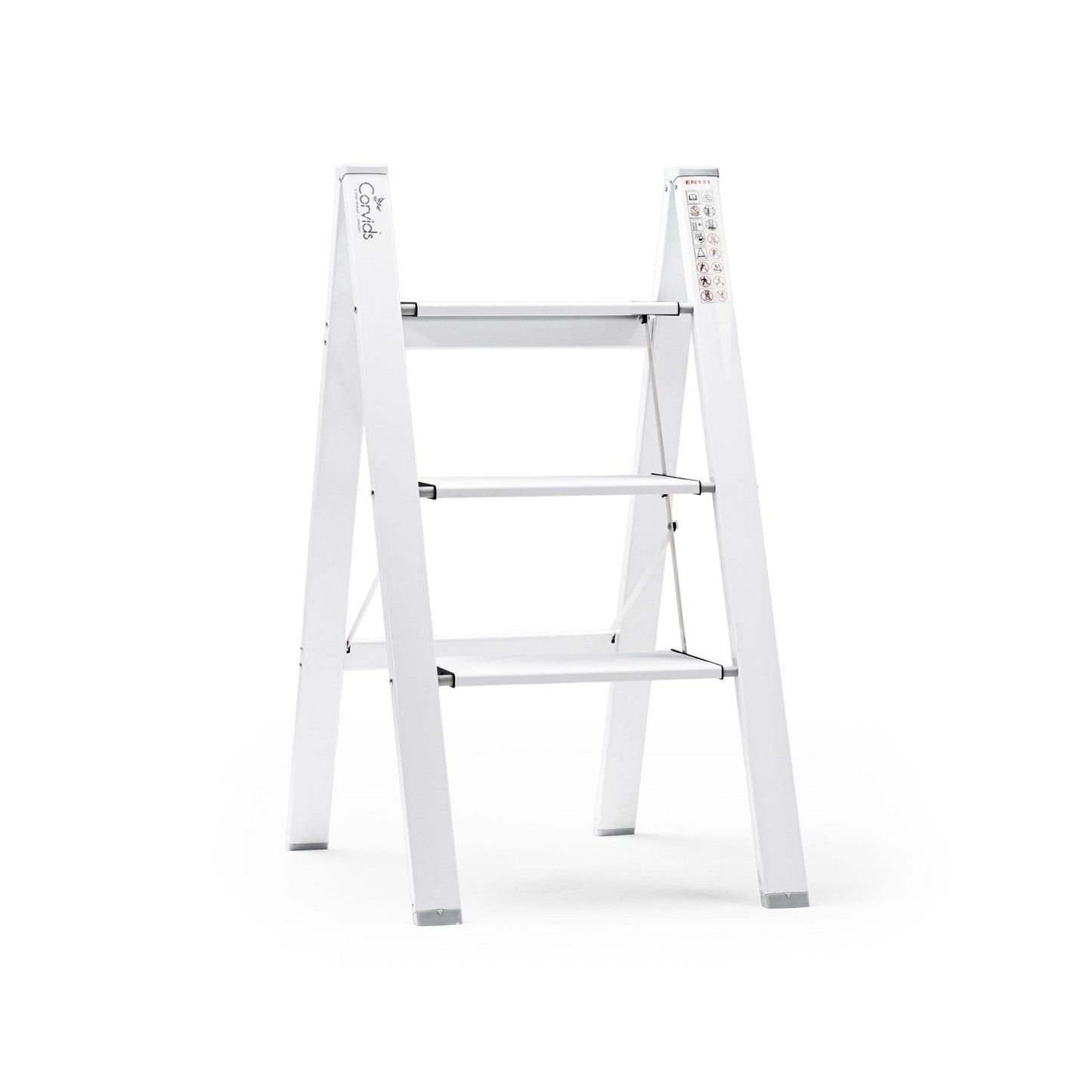 3-Steps Premium Folding Step Stool with 2-Year Warranty (White)
