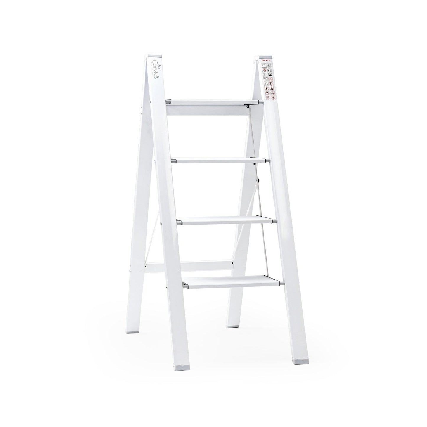 4-Steps Premium Folding Step Stool with 2-Year Warranty (White)
