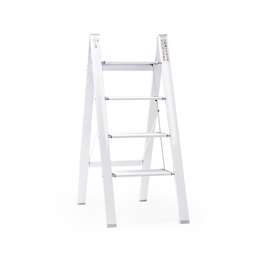 4-Steps Premium Folding Step Stool with 2-Year Warranty (White)