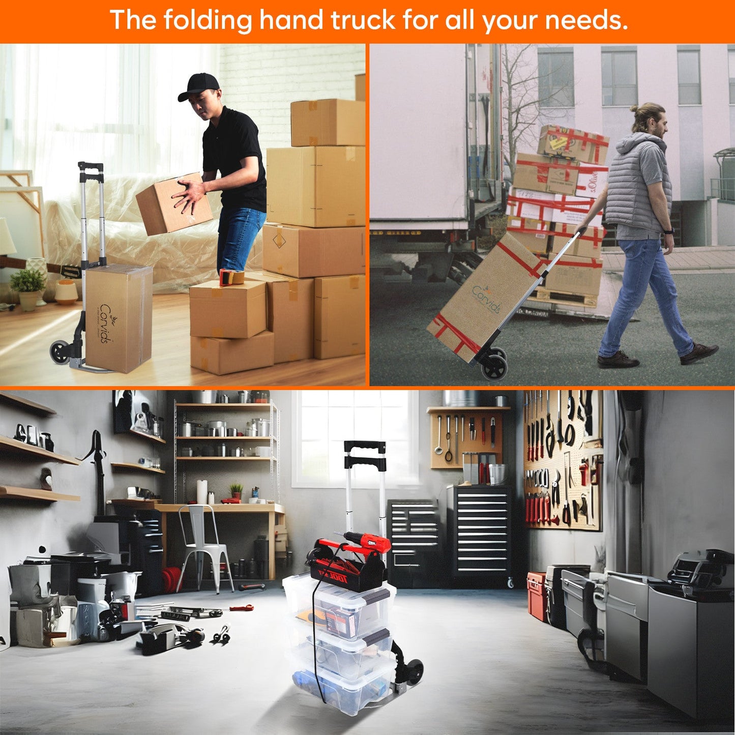 75 Kg Portable Aluminium Hand Truck | Lightweight & Foldable Trolley | Heavy-Duty Compact Dolly Cart for Home, Office & Warehouse Use