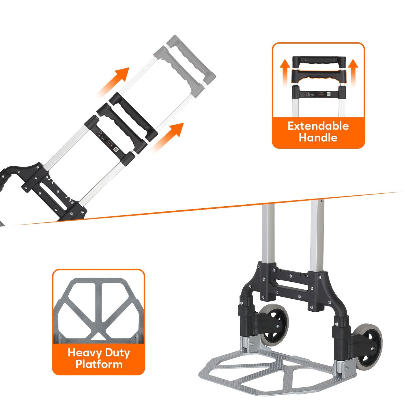 75 Kg Portable Aluminium Hand Truck | Lightweight & Foldable Trolley | Heavy-Duty Compact Dolly Cart for Home, Office & Warehouse Use