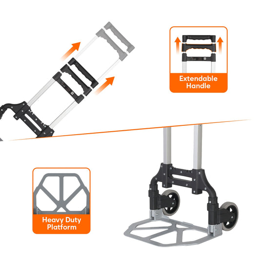 75 Kg Portable Aluminium Hand Truck | Lightweight & Foldable Trolley | Heavy-Duty Compact Dolly Cart for Home, Office & Warehouse Use