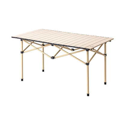 Multipurpose Folding Camping Table with Roll-up Tabletop | Compact & Portable | Best for Hiking, Picnic, Garden, BBQ & Outdoor Use (Khaki, Large)