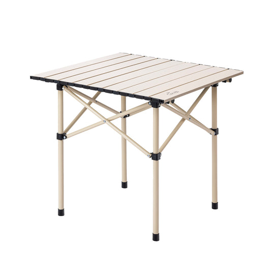 Multipurpose Folding Camping Table with Roll-up Tabletop | Compact & Portable | Best for Hiking, Picnic, Garden, BBQ & Outdoor Use (Khaki, Medium)