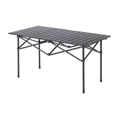 Multipurpose Folding Camping Table with Roll-up Tabletop | Compact & Portable | Best for Hiking, Picnic, Garden, BBQ & Outdoor Use (Black, Large)