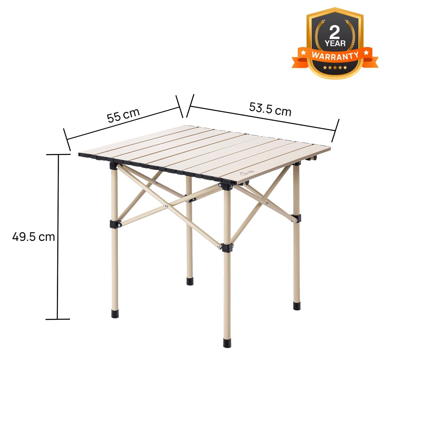 Multipurpose Folding Camping Table with Roll-up Tabletop | Compact & Portable | Best for Hiking, Picnic, Garden, BBQ & Outdoor Use (Khaki, Medium)
