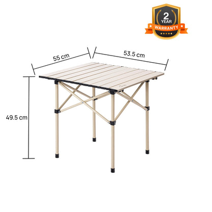 Multipurpose Folding Camping Table with Roll-up Tabletop | Compact & Portable | Best for Hiking, Picnic, Garden, BBQ & Outdoor Use (Khaki, Medium)