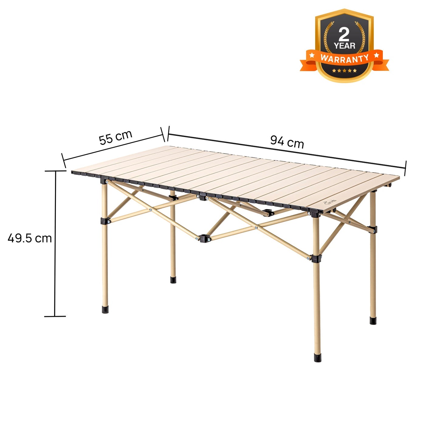 Multipurpose Folding Camping Table with Roll-up Tabletop | Compact & Portable | Best for Hiking, Picnic, Garden, BBQ & Outdoor Use (Khaki, Large)