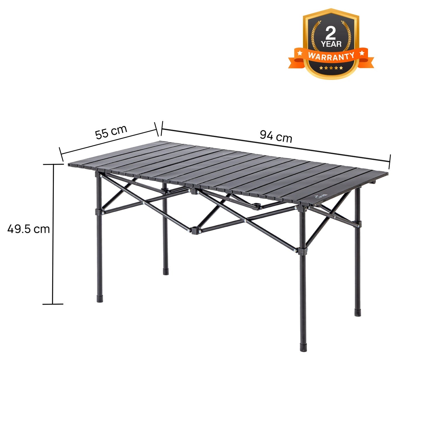 Multipurpose Folding Camping Table with Roll-up Tabletop | Compact & Portable | Best for Hiking, Picnic, Garden, BBQ & Outdoor Use (Black, Large)