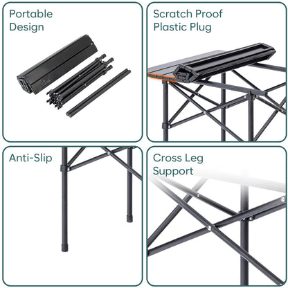 Multipurpose Folding Camping Table with Roll-up Tabletop | Compact & Portable | Best for Hiking, Picnic, Garden, BBQ & Outdoor Use (Black, Medium)