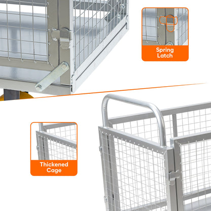 Metal Hand Platform Trolley/Truck with Cage | 2-Year Warranty | Portable & Compact Industrial Dolly Cart with 360° Rotating Wheels for Home, Office & Warehouse Use
