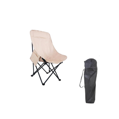 Foldable Camping Chair with Oxford Fabric | Comfortable & Lightweight Chair for Outdoor, Garden & Picnic Use (Khaki, Medium)