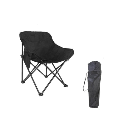 Foldable Camping Chair with Oxford Fabric | Comfortable & Lightweight Chair for Hiking, Picnic, Garden & Outdoor Use (Black, Medium)