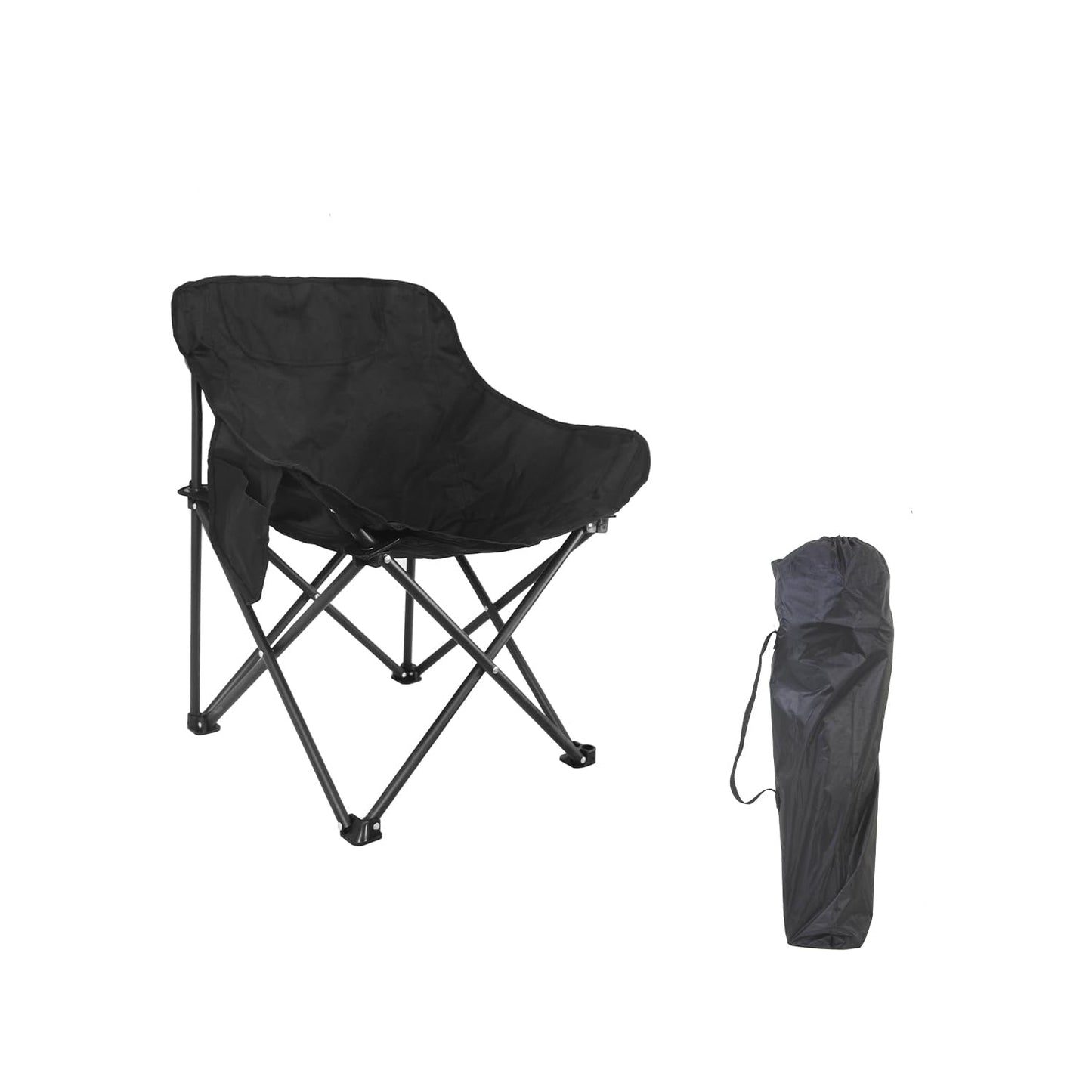 Foldable Camping Chair with Oxford Fabric | Comfortable & Lightweight Chair for Hiking, Picnic, Garden & Outdoor Use (Black, Medium)