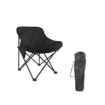 Foldable Camping Chair with Oxford Fabric | Comfortable & Lightweight Chair for Hiking, Picnic, Garden & Outdoor Use (Black, Medium)