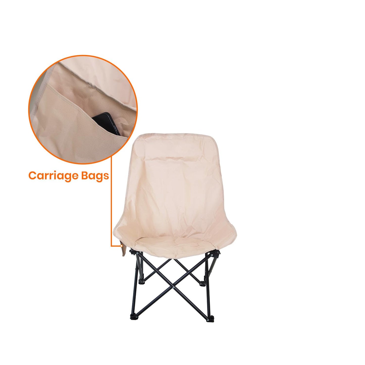 Foldable Camping Chair with Oxford Fabric | Comfortable & Lightweight Chair for Outdoor, Garden & Picnic Use (Khaki, Medium)