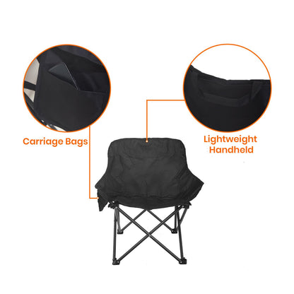 Foldable Camping Chair with Oxford Fabric | Comfortable & Lightweight Chair for Hiking, Picnic, Garden & Outdoor Use (Black, Medium)