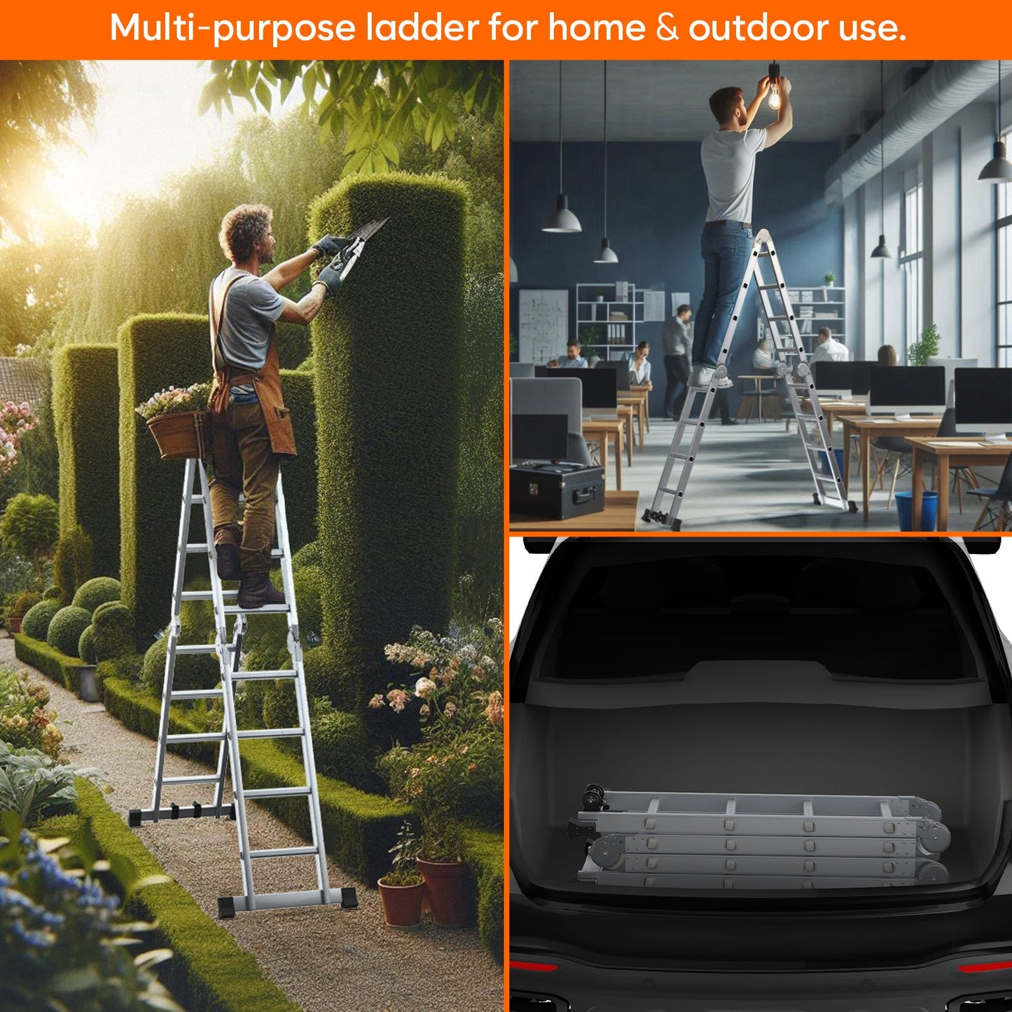 14.5 ft (16 Steps) Portable & Compact Folding Aluminium Multipurpose Super Step Ladder