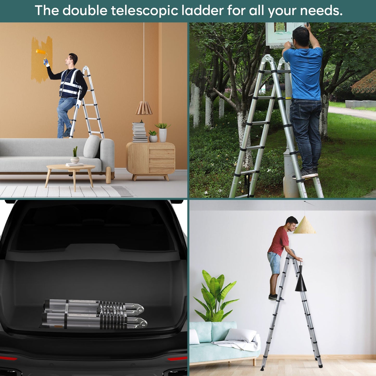 Portable and Compact 14.5 feet A-Type Aluminium Telescopic Ladder