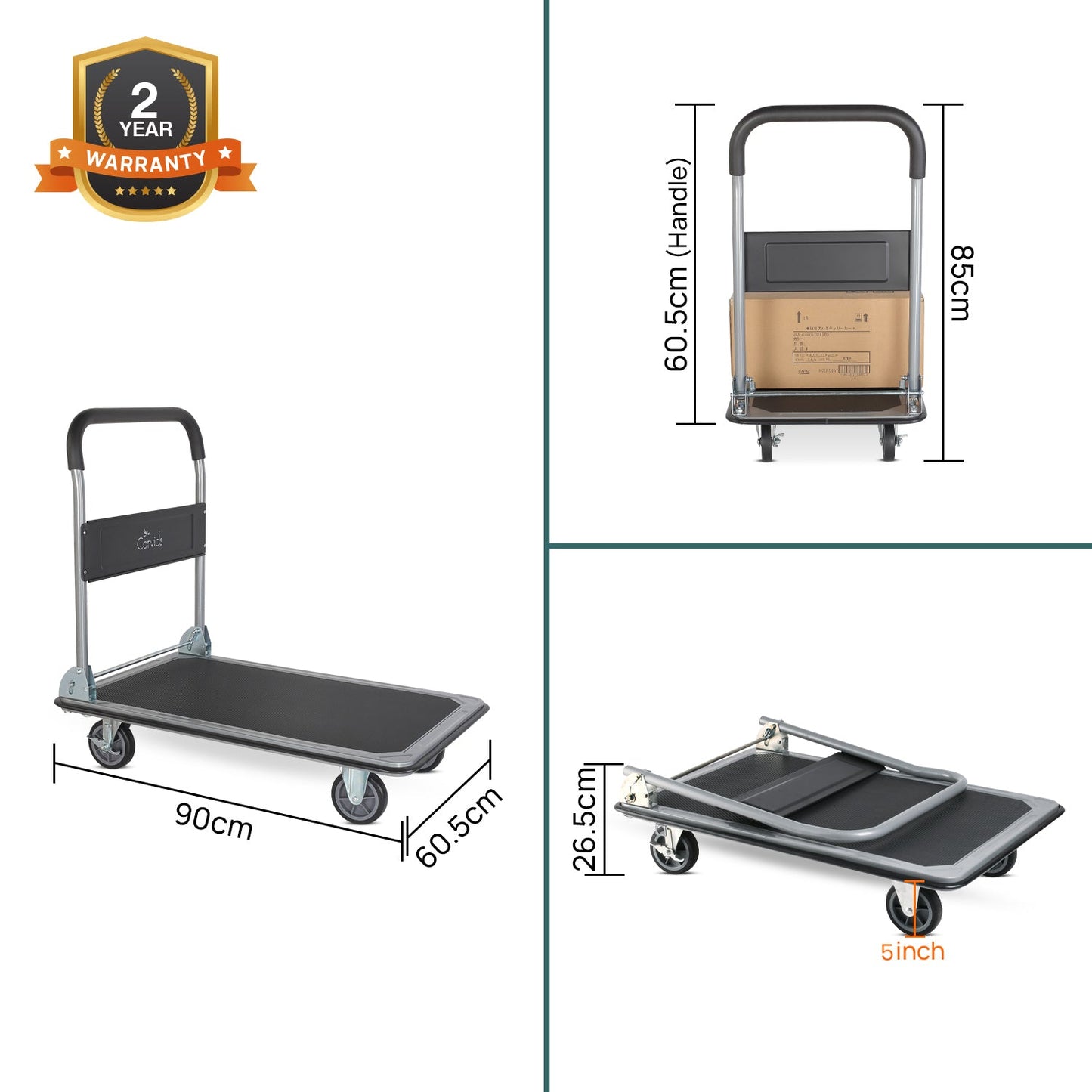 300 Kg Portable Folding Metal Hand Platform Trolley for Material Handling