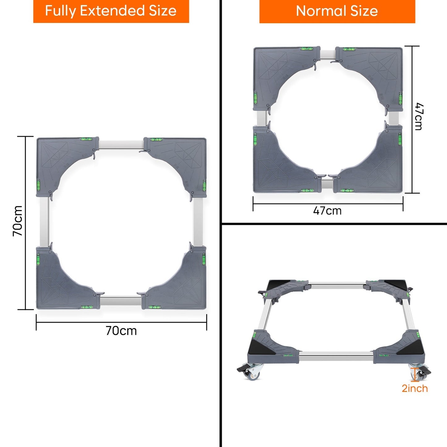 150 KG Heavy Duty Stainless Steel Modern Washer Stand (Grey)
