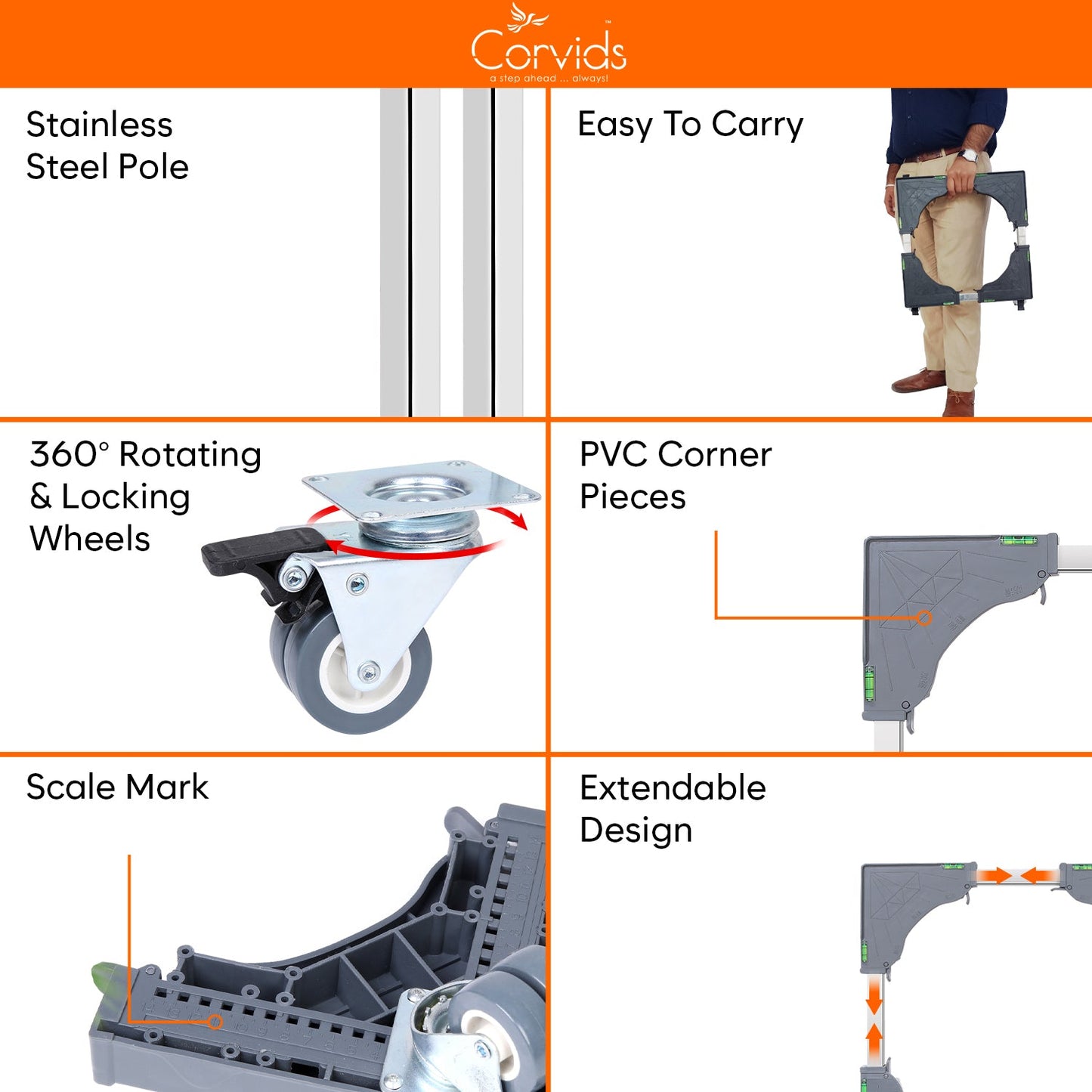 150 KG Heavy Duty Stainless Steel Modern Washer Stand (Grey)