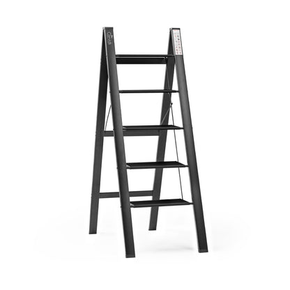 5-Steps Premium Folding Step Stool with 2-Year Warranty (Black)