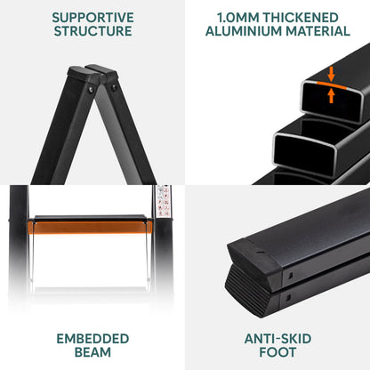 5-Steps Premium Folding Step Stool with 2-Year Warranty (Black)