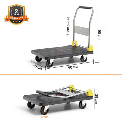 400 Kg Portable Plastic Folding Hand Platform Trolley with 2-Year Warranty