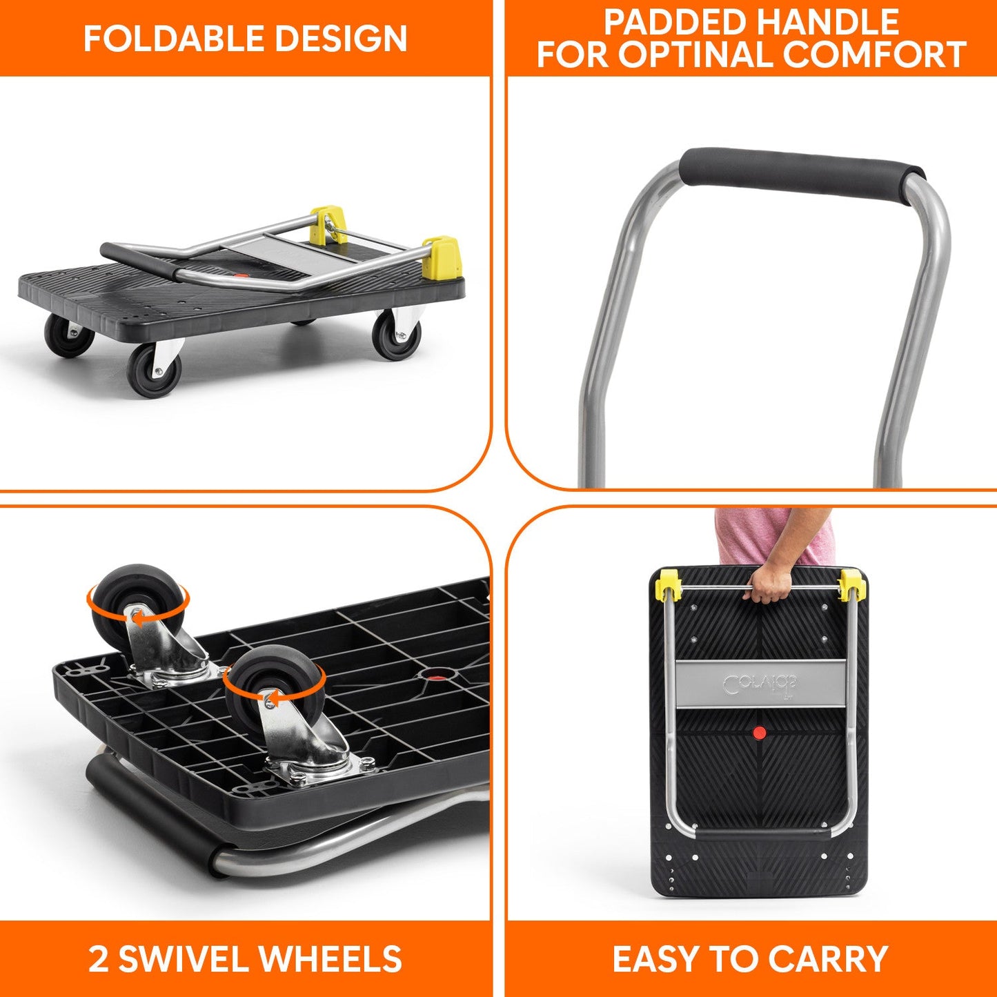 400 Kg Portable Plastic Folding Hand Platform Trolley with 2-Year Warranty