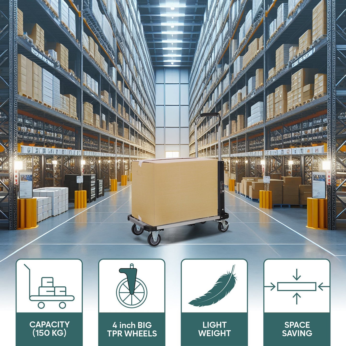 150 Kg Portable Aluminium Extendable Hand Platform Trolley with 2-Year Warranty