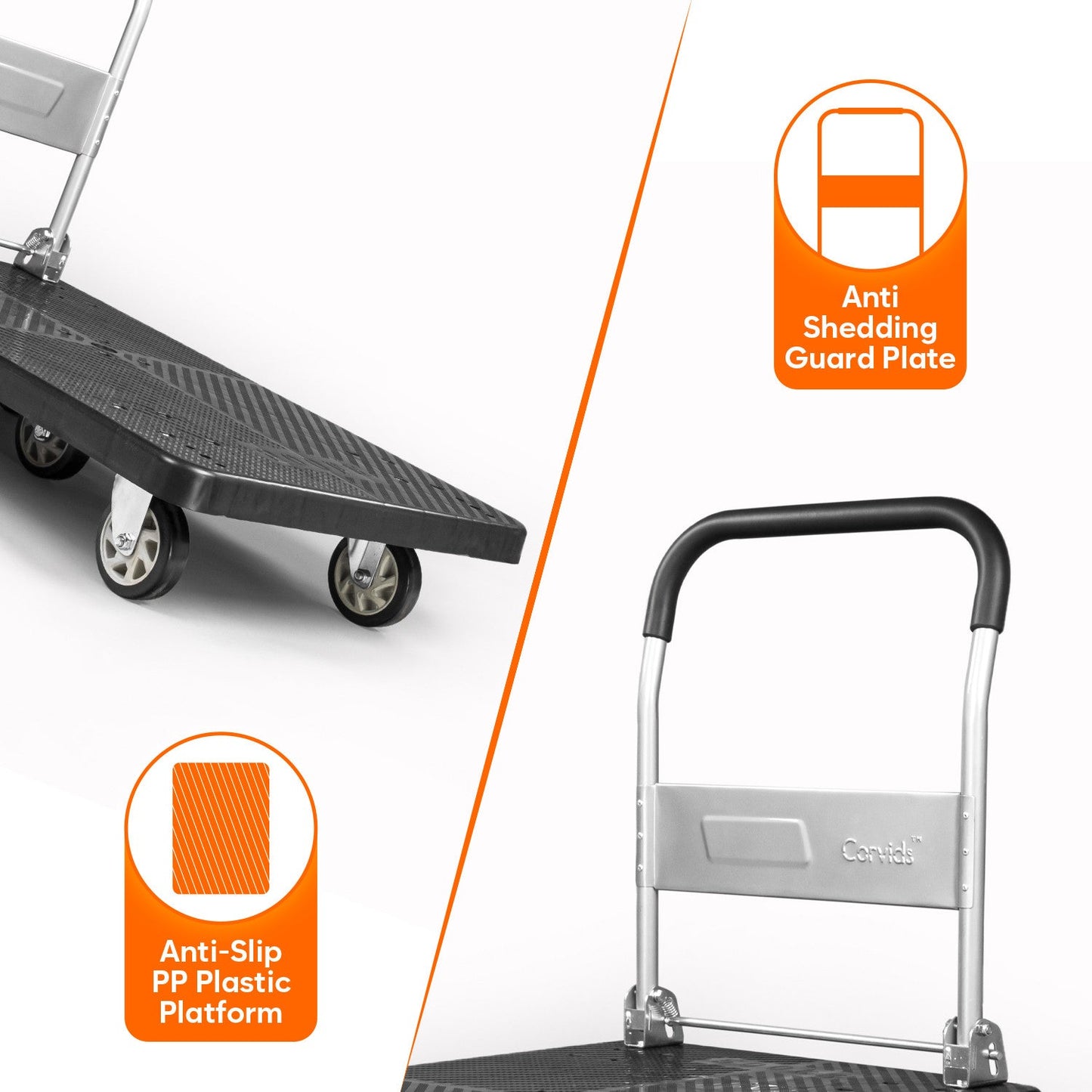 500 Kg Portable Plastic Folding Hand Platform Trolley with 2-Year Warranty