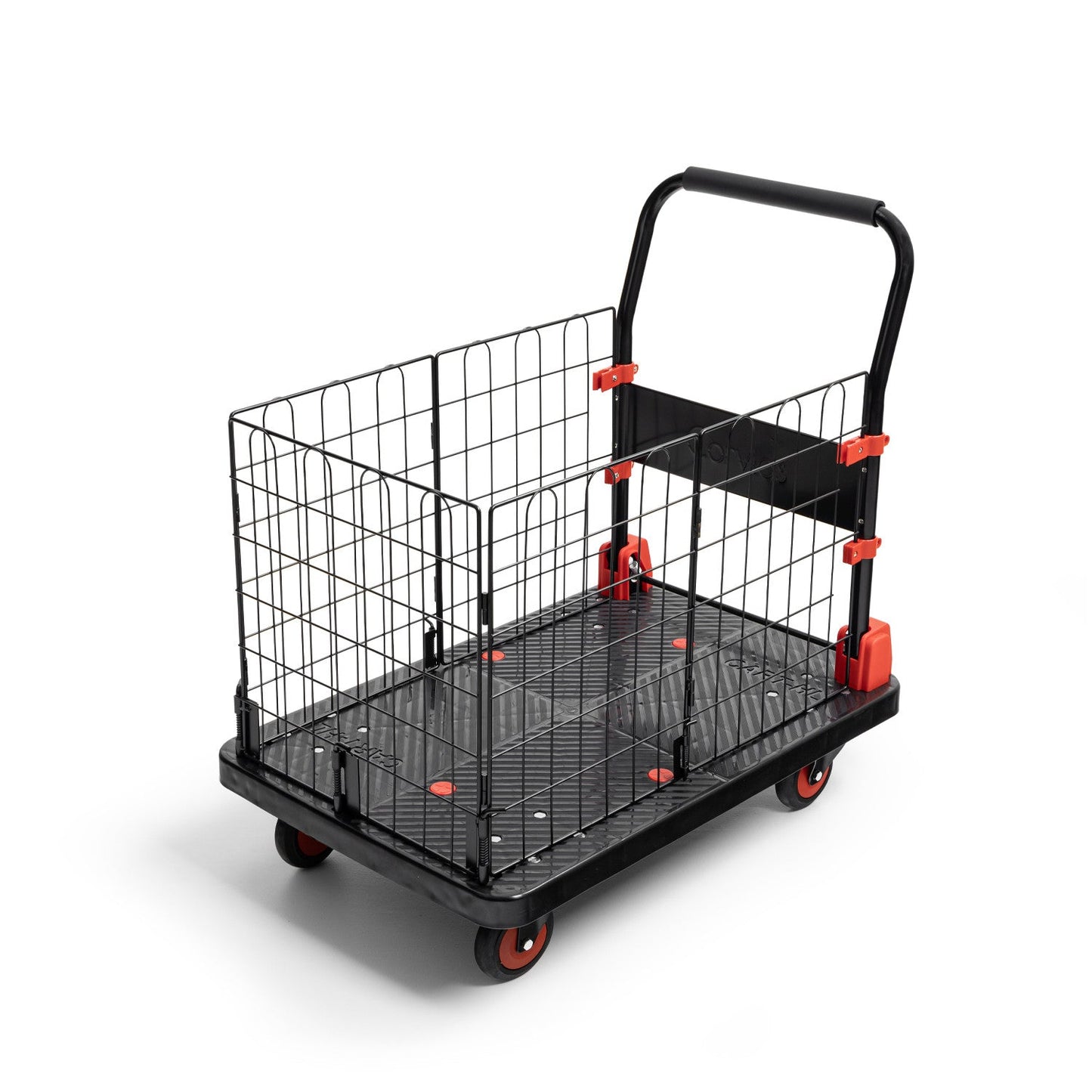 300 Kg Portable & Collapsible Plastic Platform Trolley with Basket Cage