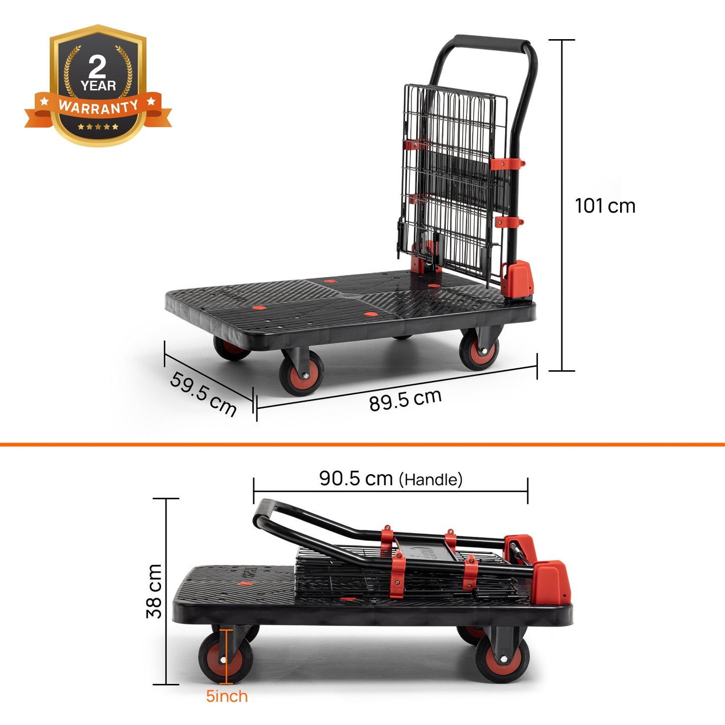 300 Kg Portable & Collapsible Plastic Platform Trolley with Basket Cage