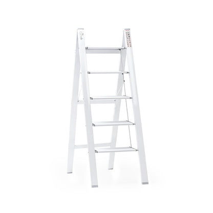 5-Steps Premium Folding Step Stool with 2-Year Warranty (White)