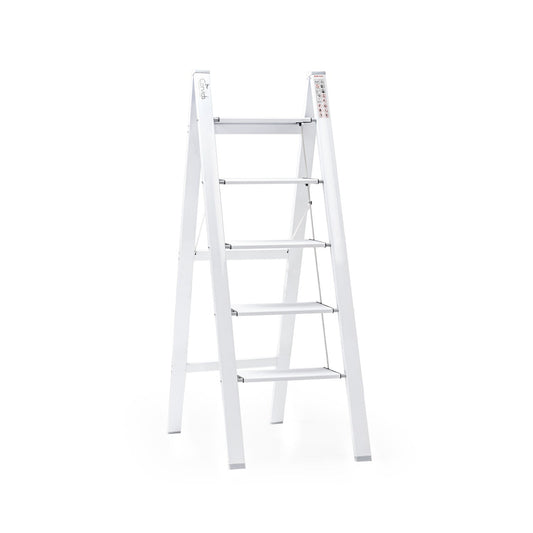 5-Steps Premium Folding Step Stool with 2-Year Warranty (White)