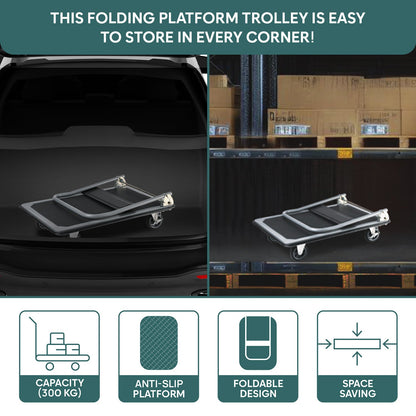 300 Kg Portable Folding Metal Hand Platform Trolley for Material Handling