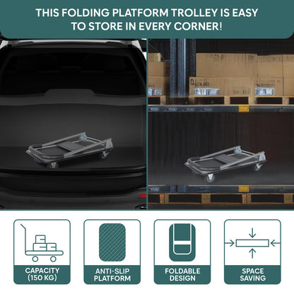 150 Kg Portable Folding Metal Hand Platform Trolley with 2-Year Warranty