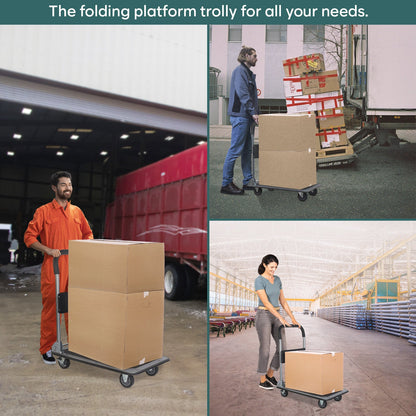 300 Kg Portable Folding Metal Hand Platform Trolley for Material Handling