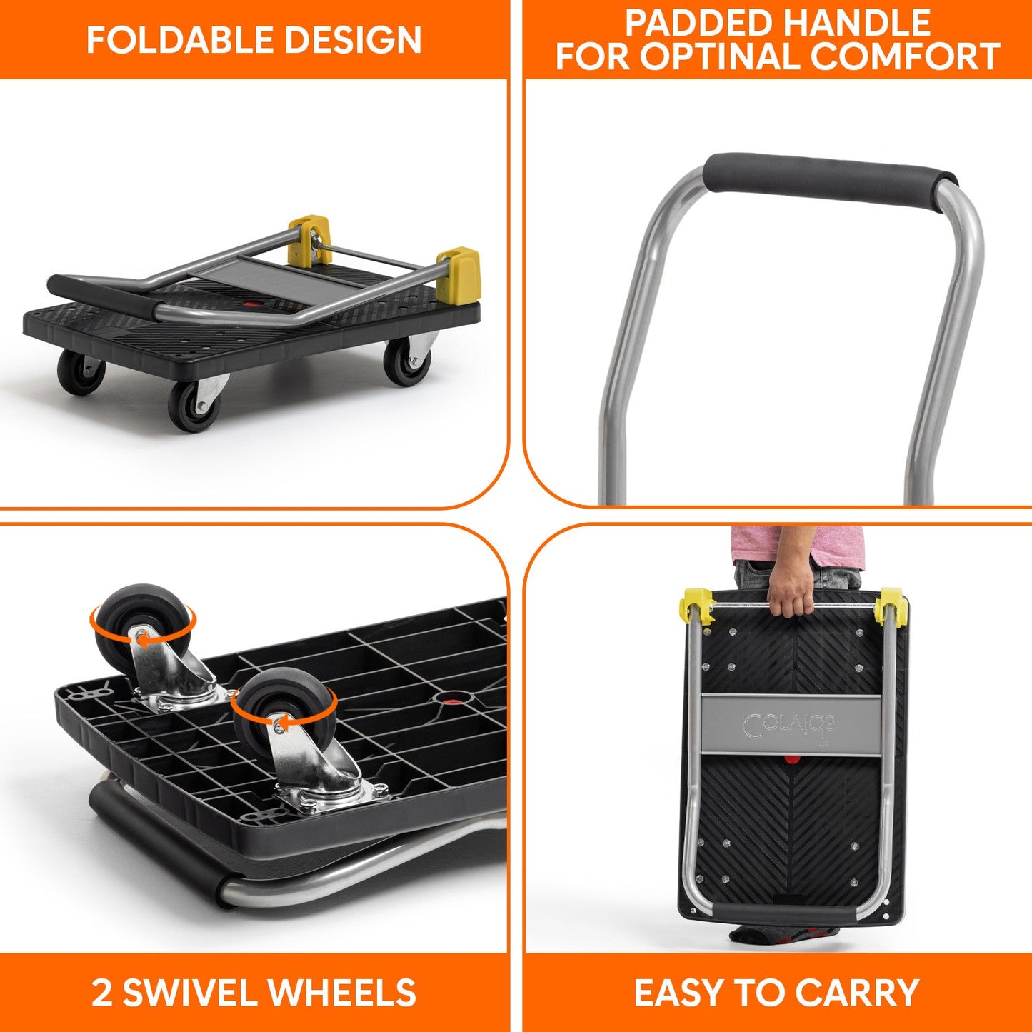 200 Kg Portable Plastic Folding Hand Platform Trolley with 2-Year Warranty