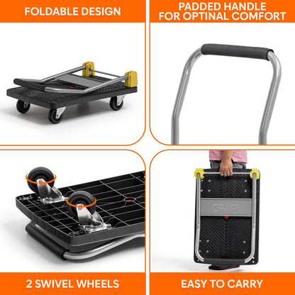 200 Kg Portable Plastic Folding Hand Platform Trolley with 2-Year Warranty